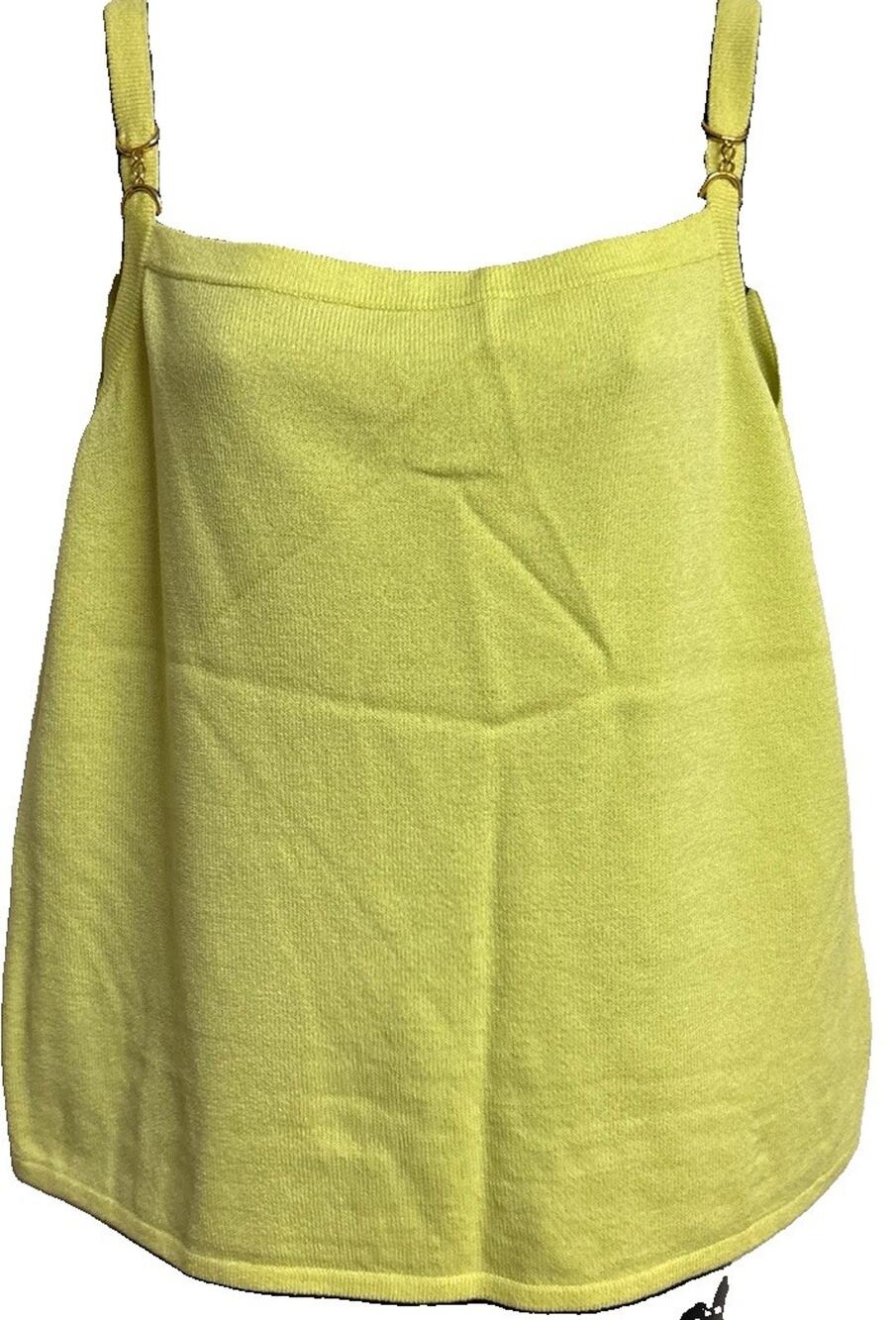 St John Knit Top Women Large L Knit Sleeveless Gold Accent Shoulder Strap EUC